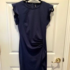 19646 Petrol Blue Chiffon Sleeve Sequins Lace Dress